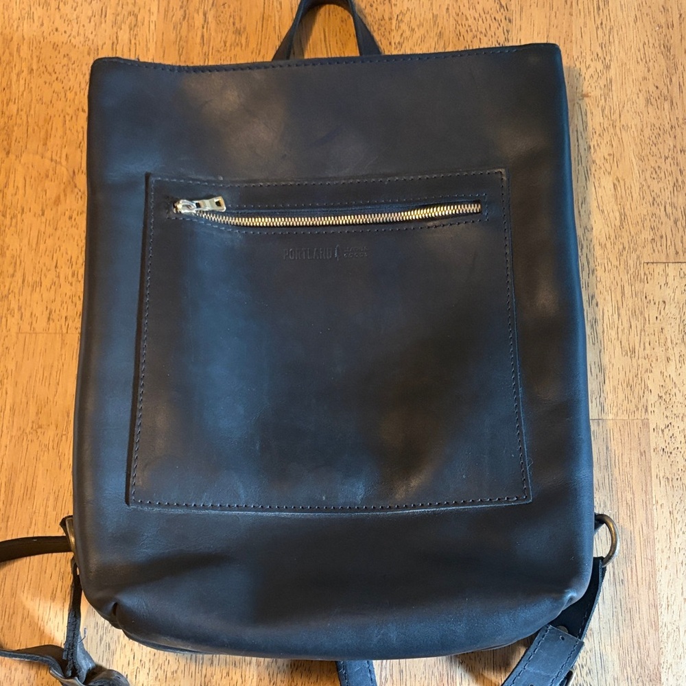 Portland Leather Black Leather Backpack